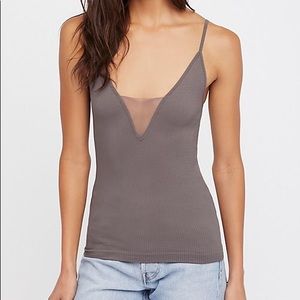 Taupe intimately free people mesh v neck tank